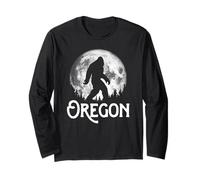 Oregon Bigfoot at Night! Cool Full Moon & Trees Sasquatch Long Sleeve T-Shirt