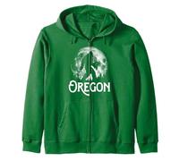 Oregon Bigfoot at Night! Cool Full Moon & Trees Sasquatch Zip Hoodie