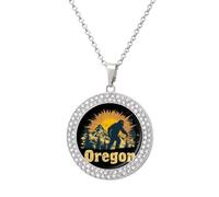 Oregon Bigfoot Mountains Vintage Women's Necklace Round Pendant Circle Charm Necklaces Fashion Jewelry