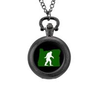 Oregon Bigfoot Vintage Pocket Watch Alloy Pendant Watches Necklace Gift for Men Women Black-Style