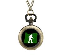 Oregon Bigfoot Vintage Pocket Watch Alloy Pendant Watches Necklace Gift for Men Women Coppery-Style