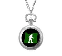 Oregon Bigfoot Vintage Pocket Watch Alloy Pendant Watches Necklace Gift for Men Women Silver-Style