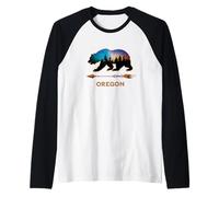 Oregon Black Bear Wildlife Hiking Trail Camping Souvenir Raglan Baseball Tee