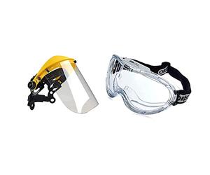 Oregon Browguard and Polycarbonate Visor Combination, Adjustable Safety Face Shield & 539169 Professional CE Certified Safety Goggles for Use with Glasses