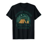 Oregon Camping Christmas Shirt Tent Fire Lights Holiday T-Shirt