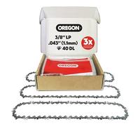 Oregon 3-Pack Pole Saw & Small Chainsaw Chain 3/8" LP Pitch, .043" (1.1 mm) Gauge for 10" (25cm) Bar, 40 Drive Links - Low-Kickback Replacement Saw Chain, Fits Ryobi, Husqvarna, Makita, Worx and More