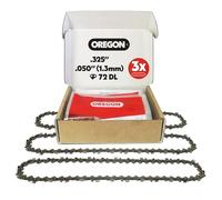 Oregon 3-Pack Chainsaw Chain .325" Pitch, .050" (1.3 mm) Gauge for 18" (45cm) Bar, 72 Drive Links - Narrow Kerf Replacement Saw Chain, Fits Husqvarna, Makita, Hitachi, McCuloch and more