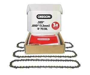 Oregon Chainsaw Chain for 18" Bar, .325" Pitch, .050" Gauge, 72 Drive Links | 3-Pack, Replacement Saw Chain, fits Husqvarna, Makita, Hitachi, McCuloch and more (M72X3)