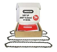Oregon Chainsaw Chains, 3-Pack 3/8" Low Profile Pitch, 050" (1.3 mm) Gauge VXL Semi Chisel Replacement Chainsaw Chain for 16-Inch Bar, 55 Drive Links fits Stihl, Craftsman, McCulloch & Poulan (T55X3)