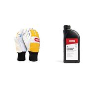 Oregon Chainsaw Gloves, Dual-Hand Protection, PPE Clothing, Pair of Professional Chainsaw Protective Gloves, Leather, Yellow - Large & Chainsaw Chain and Guide Bar Oil, 1 Litre Bottle