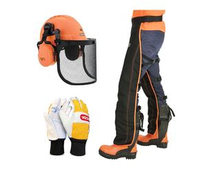 OREGON Chainsaw Safety Kit Protect Helmet Leggings Both Hand Protection Gloves L