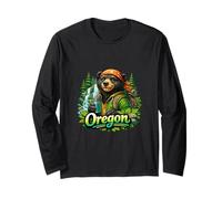 Oregon Hiking Bear Forest Waterfall Vibes Long Sleeve T-Shirt