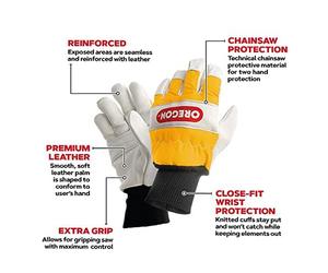 OREGON Leather Chainsaw Safety Gloves. Both Hand Protection Size XL 11. 295399XL