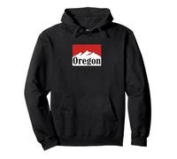 Oregon Mountain Graphic Red and White Retro Vintage Style Pullover Hoodie