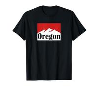 Oregon Mountain Graphic Red and White Retro Vintage Style T-Shirt