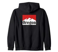 Oregon Mountain Graphic Red and White Retro Vintage Style Zip Hoodie
