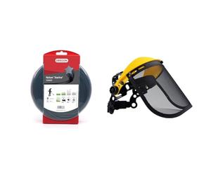 Oregon Nylium Star Shaped Strimmer Line Wire for Grass Trimmers and Brushcutters & Q515064 Browguard and Steel Mesh Visor Combination, Adjustable Safety Face Shield