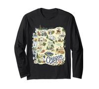 Oregon, OR, USA, Maps, Icons Long Sleeve T-Shirt