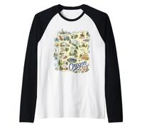 Oregon, OR, USA, Maps, Icons Raglan Baseball Tee