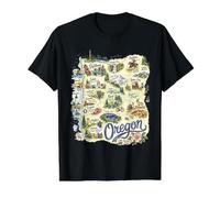 Oregon, OR, USA, Maps, Icons Value Graphic T-Shirt, Men, Black, M