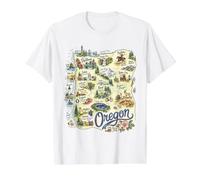 Oregon, OR, USA, Maps, Icons Value Graphic T-Shirt, Men, White, M
