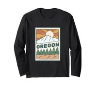 Oregon Outdoors Mountain Hiking Retro Groovy Graphic Long Sleeve T-Shirt