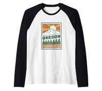 Oregon Outdoors Mountain Hiking Retro Groovy Graphic Raglan Baseball Tee