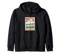 Oregon Outdoors Mountain Hiking Retro Groovy Graphic Zip Hoodie