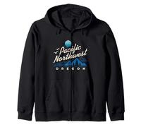 Oregon Pacific Northwest Outdoors Landscape Retro Sunset Zip Hoodie