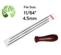 OREGON Pack of 3 Round Files 11/64"4.5mm Chainsaw Chain Sharpening Filing HANDLE