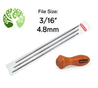OREGON Pack of 3 Round Files 3/16"4.8mm Chainsaw Chain Sharpening Filing +HANDLE