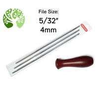 OREGON Pack of 3 Round Files 5/32" 4mm Chainsaw Chain Sharpening Filing + HANDLE