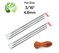 Oregon Round Chainsaw Files, 12 x 4.8mm (3/16") Chainsaw Chain Sharpening Tools, Manual Chainsaw Sharpener, Double Cut Chainsaw Blade Files, Premium Quality Chainsaw Sharpener File Pack (Light Blue)