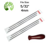 OREGON Pack of 6 Round Files 5/32" 4mm Chainsaw Chain Sharpening Filing + HANDLE