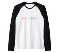 Oregon Pastel Rainbow Raglan Baseball Tee
