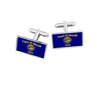 Oregon State Flag Cufflinks - USA Patriotic Gift for Men | American State Seal Design | Groomsmen Wedding Gift | Gift Box Included | Perfect for Proud Oregonians & Collectors