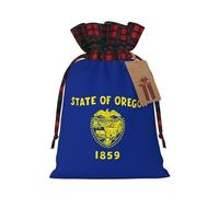 Oregon State Flag Holiday Printed Drawstring Pouch M For Festival Wrapping, Storage And Party Use
