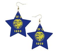 Oregon State Flag Leather Star Shaped Earrings Fashion Accessories Lightweight Festivals Parties Everyday Life
