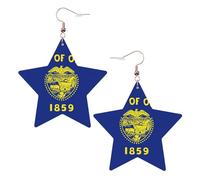 Oregon State Flag Leather Star Shaped Earrings Fashion Accessories Lightweight Festivals Parties Everyday Life