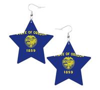 Oregon State Flag Leather Star Shaped Earrings Fashion Accessories Lightweight Festivals Parties Everyday Life