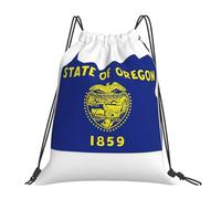 Oregon State Flag Map Print Women Men Gym Sack Portable Swimming Bags Durable Drawstring Backpack For Sports Hiking Beach