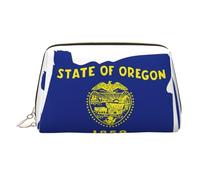 Oregon State Flag Map Printed Handheld Makeup Case, Spacious Toiletry Organizer Designed for Brushes and Toiletries