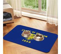 Oregon State Flag Pet Feeding Mat Dog Cat Eating Food Absorbent Leather Tablecloth for and Water Bowl Waterproof No Stains Quick Dry Non-Slip 17.72 * 11.8IN