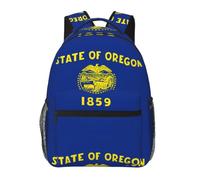 Oregon State Flag Print Casual Travel Backpack with Laptop Compartment