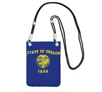 Oregon State Flag Print Cell Phone Bag Use for Running Walking Hiking and Biking, Mini Crossbody Bag with Wristlet Strap, Black, One Size
