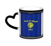 Oregon State Flag Print Ceramic Mug, Black to White Thermochromic Coffee Cup for Home Office Cafe