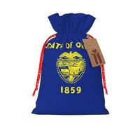 Oregon State Flag Print Christmas Drawstring Gift Bags Birthday Sacks With For Xmas Wedding Party Favors