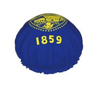 Oregon State Flag Print Large Size Waterproof Shower Cap For Women And Men Reusable Lightweight Soft Hat