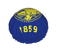 Oregon State Flag Print Large Waterproof Shower Bonnet For Women Long Hair, Washable Elastic Band Bath Hair Hat