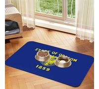 Oregon State Flag Print Pet Absorbent Leather Tablecloth for Dogs Cats,Pet Food Mat Leather Feeding Mat for Dogs Cats